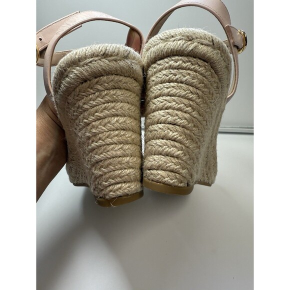 Stuart Weitzman Teddy Leather Wedge Sandal In Powder Pink Sz 9 New - Picture 7 of 9